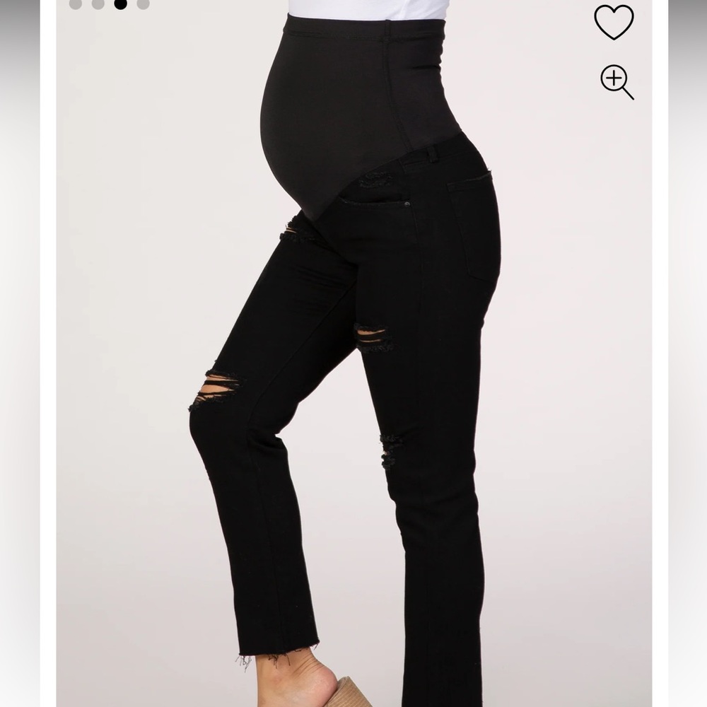 NWOT PinkBlush Black Distressed Raw Hem Maternity Jean sz 29